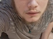 Plugging my ass and milking my dick to eat the cum before a shower