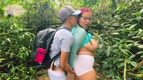 Chubby with Glasses Training in the Woods Lets a Stranger Rip Her Pants