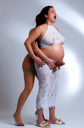 Pregnant wife enjoys BDSM during AI-generated session