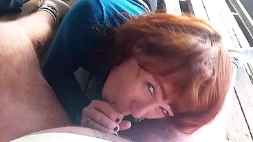 Tender Blowjob from a redhead Tgirl