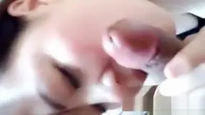 Chinese Beauty Gives Ultimate Blowjob to Hairy Lover & Drinks His Cum!