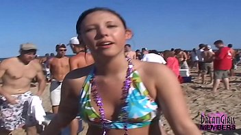 Coed Freak Dance Party &amp_ Bare Titties On The Beach