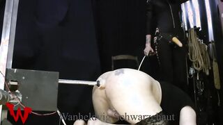 Nailed machine for anal sub. Domina Nika banged a sub inside her mouth with a fake-cock