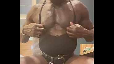 Black Muscle CD Heeled Slut Boots Prostate Wank