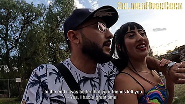 We found a girl abandoned in the pyramids and we decided to take her to her hotel, in gratitude she sucks all of our dicks