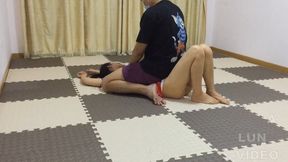 Stomachsitting and chest sitting on sexy girl cloud belly punching #AS035