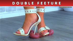 Cracking Nuts Under My Cream Strappy Stilettos - Balls Cam & Glans Cam (D64) - Double Feeture - Goddess Amber