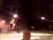 Topless in the hotel hot tub