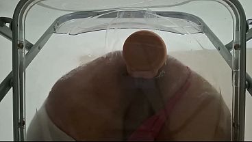Fat Ass Trans Gwen Tennyson Facesitting and Anal Fucked with Creampie through Clear Chair for the First Time