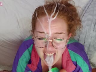 lustful step-sister sucks & mouth screws u with a slinky, gets biggest facial