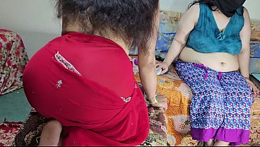 Amazing moves of Indian beautiful ass on a chair dressed in a red saree during live show