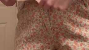 Trying on tight clothes