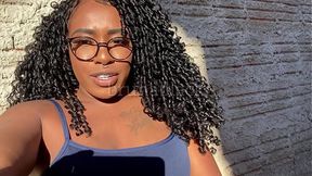 JOI - Young black girl enjoying herself while masturbating her creamy pussy in her backyard  BRUB