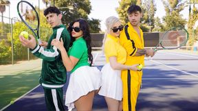 Kenzie Taylor and Mona Azar's Slutty Tennis Match Turns into a Steamy Family Orgy