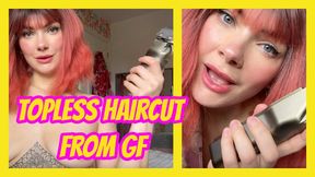 Topless Haircut Control Girlfriend Shaves Your Head While Riding You