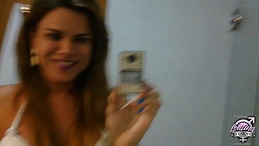 Trans pornstar Hilda Brazil selfie video on the mirror in my hotel room