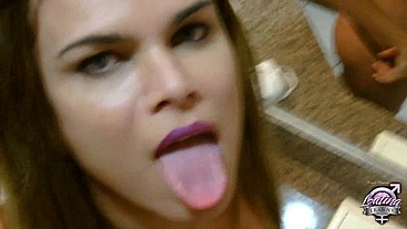 Trans pornstar Hilda Brazil selfie video on the mirror in my hotel room