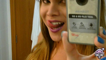 Trans pornstar Hilda Brazil selfie video on the mirror in my hotel room