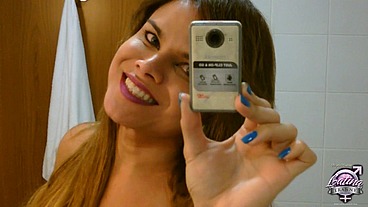 Trans pornstar Hilda Brazil selfie video on the mirror in my hotel room