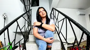 Crotchless Shiny Jeans JOI. Dildo Ride, Pee Play and Soaked Denim