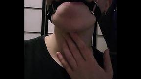 Oh I wasn'_t *just* wearing my leather muzzle, I had this tight ball gag underneath too, and ended up covered in quite a bit o...