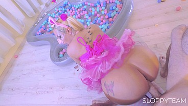 HUGE BUTT Self Fucked DoggyStyle hot BLONDE - Multiple angles Camera POV