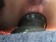 huge manoltih dildo and butt plug in my ass