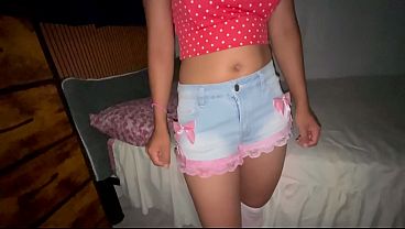 Cute Latina teen gives a wild blowjob and loves getting her ass spanked