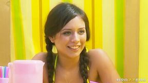 Legal-age Brunette Is Selling Candy And Being Fucked Fro