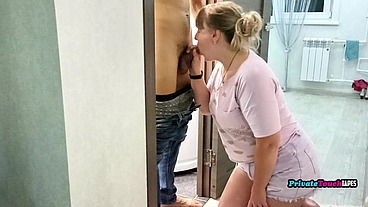 Russian amateur chubby big tits girl sucks and fucks like a whore