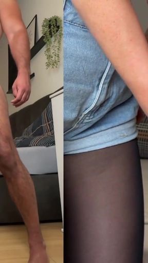 CFMN Mia Cute handjob in pantyhose sneaker and hot Pants   Clip 1