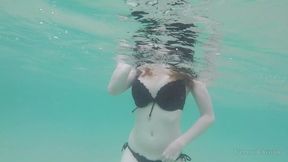 German girl with perfect big boobs flashes at sea