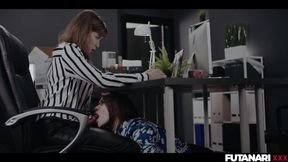 Promiscuous Worker Interrupts Chief’s Flick Call By Gargling Her Meatpipe TRAILER