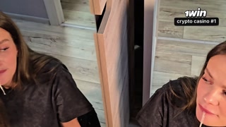 College slut, sucked off in the auditorium in front of the mirror