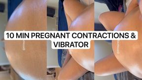 10 Min Pregnant Contractions & Vibrator | Belly View POV | Dirty Talk Creampie Fantasy | Hidden Toy