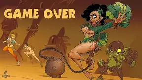 Brunette and Redhead Unleash Magic in Hot Goblin Battlefield Romance