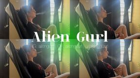 Sexy smoking with nose exhales on a side view | Alien Girl