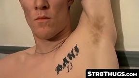 Thug's solo dick stroking and toy-assisted cum blasting masturbation