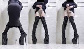 4K blond crossdresser hellpunk_meow Masturbating in high boots 250114