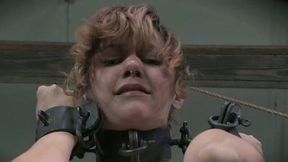 Chained chick wearing only pantyhose is ready for punishment