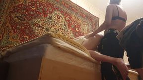 Amateur Russian beautiful babe Anastasia Mistress pegging Sasha Earth