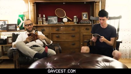FamilyDick - Sexy daddy barebacks his curious stepson