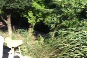 Muscled French chicks enjoying anal threesome by the pool