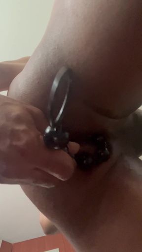 UK Indian playing with anal beads