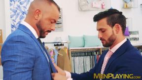 Suited Sir Peter rammed the bubble butt of muscular Javi Gray