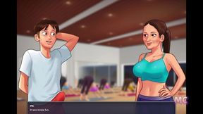 MILF Anna gives sexy massage and yoga in the park