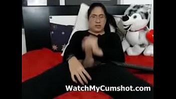 Big cock jacking off her giant cock