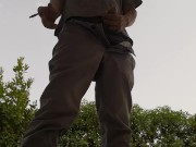 Quick outdoor jerkoff while having a cigarette