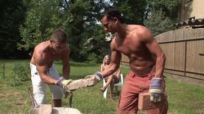 vanessa jordin hosts a bisexual fuck party for two hot studs!