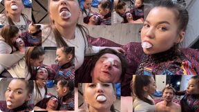 S01 Amazing In minutes his face is a complete foaming white mask: dense, sticky foam from our saliva covering everything, bubbling at his lips, running down his neck